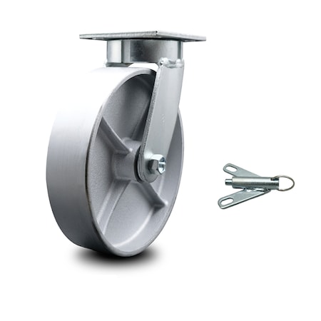 Service Caster 8 Inch Kingpinless Semi Steel Poly Wheel Swivel Caster with Swivel Lock SCC SCC-KP30S820-SSR-BSL